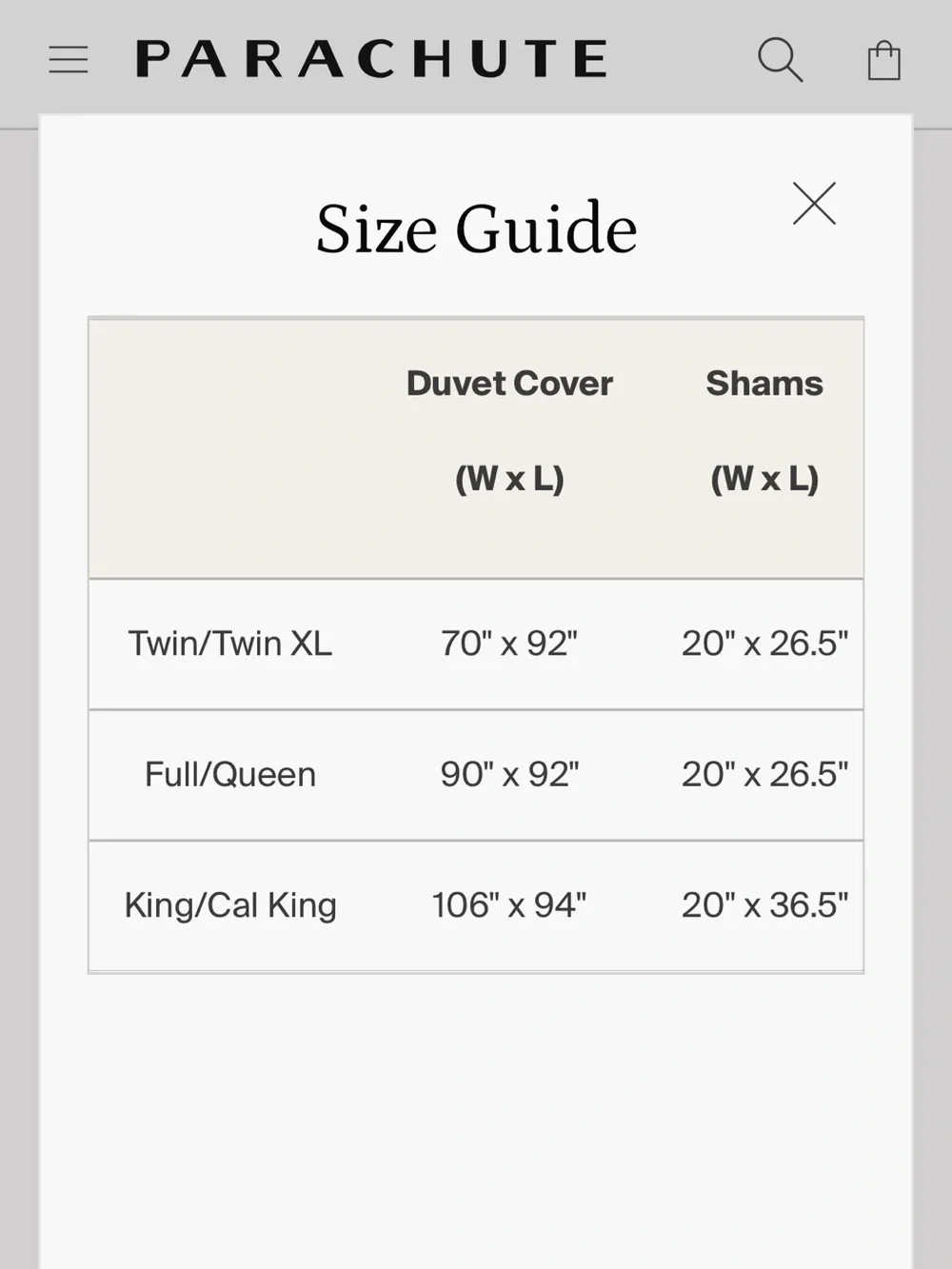 PARACHUTE 100% Organic Cotton Duvet Cover white /new FULL/QUEEN
